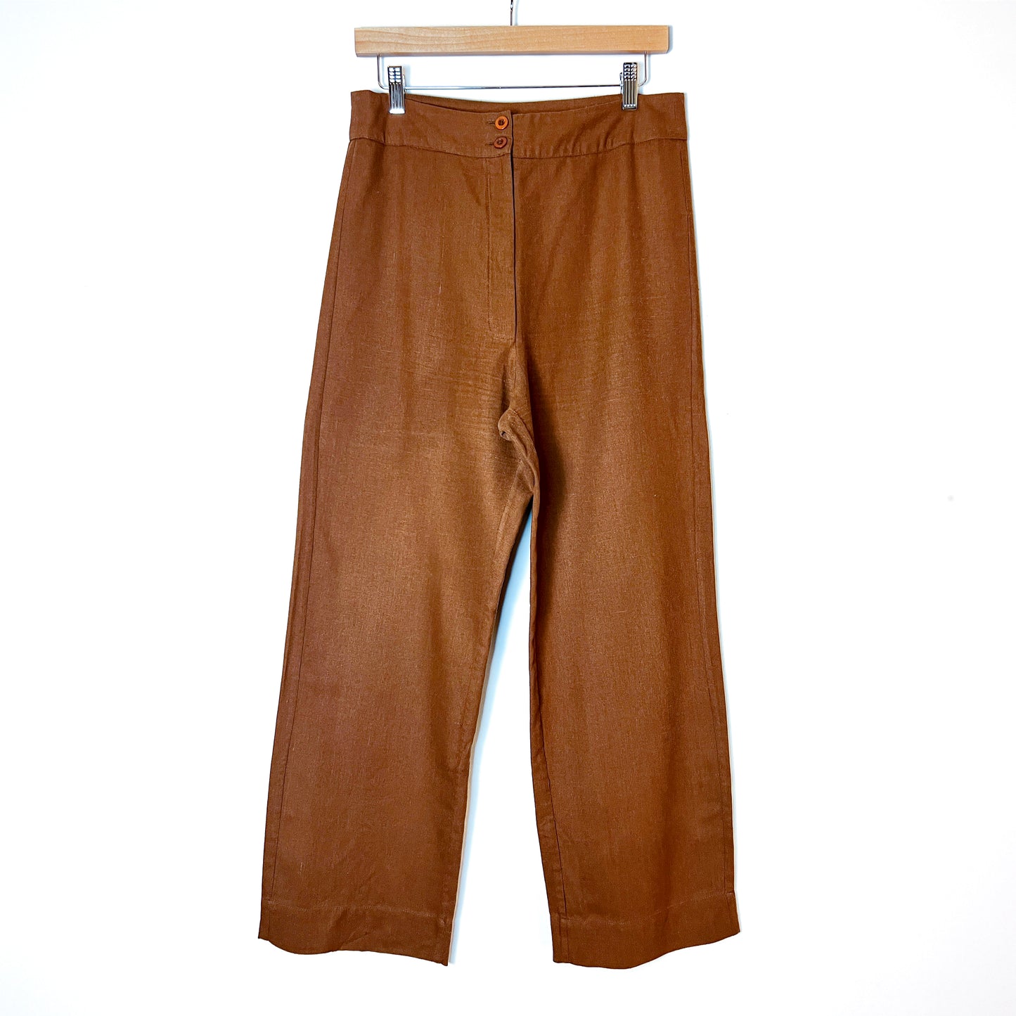 1970s-Vibe Wide Leg Terra Cotta Silk Pants