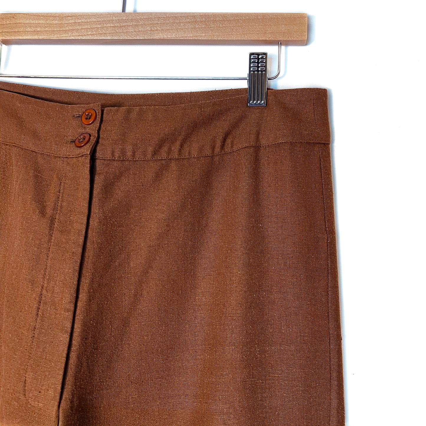 1970s-Vibe Wide Leg Terra Cotta Silk Pants