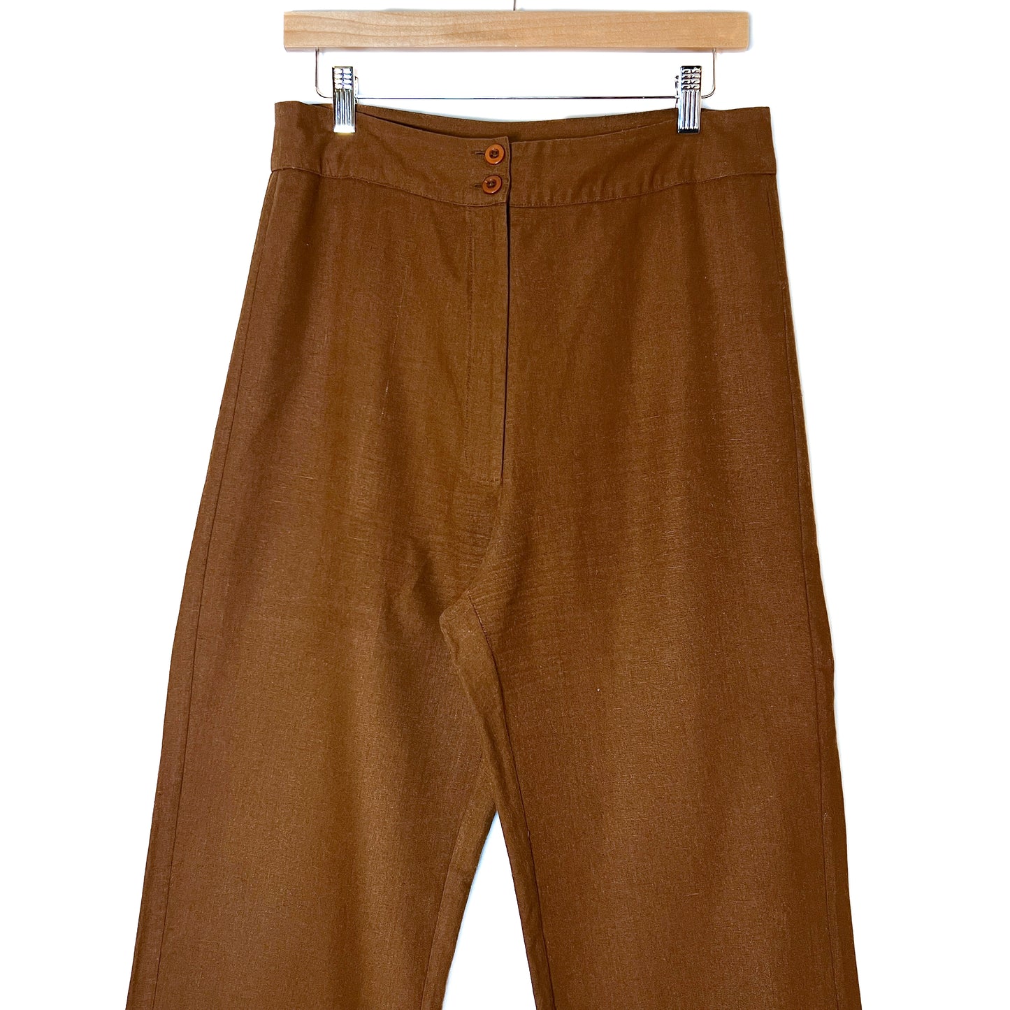 1970s-Vibe Wide Leg Terra Cotta Silk Pants
